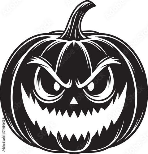 Terrible Scary Halloween Pumpkin Vector Illustration