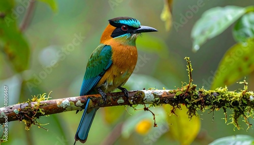 Colorful Motmot Bird Perched on a Branch in its Natural Habitat