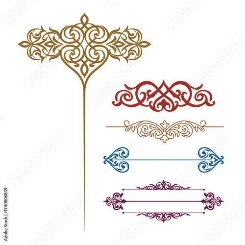Set of vintage ornamental flourishes and decorative elements