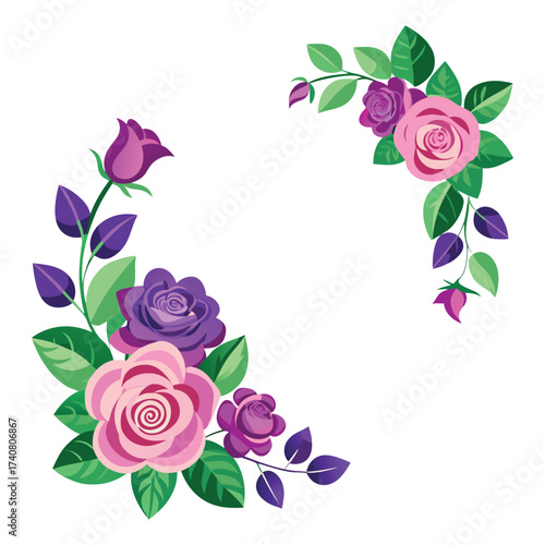 "Pink and Purple Roses Decorative Frame"