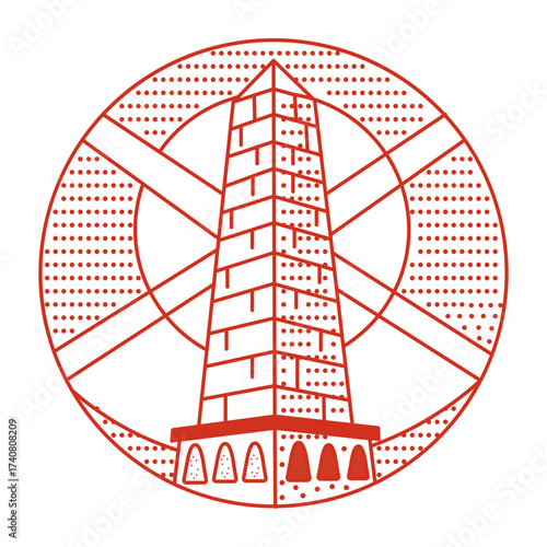 An outline style illustration depicting bunker hill