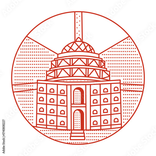 A linear style illustration representing hawa mahal