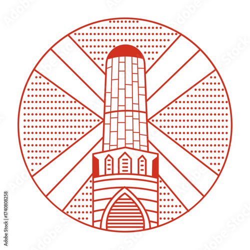 A linear style illustration representing jam minaret