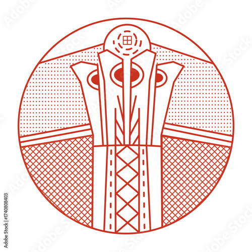 A line style illustration showing astana baiterek