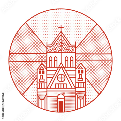A linear style illustration representing collegiate church