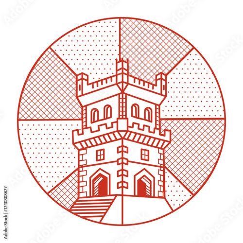 An outline style illustration depicting belem tower