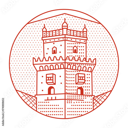 A linear style illustration representing fortress