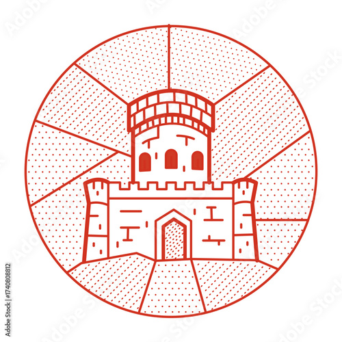 A linear style illustration representing bristol castle