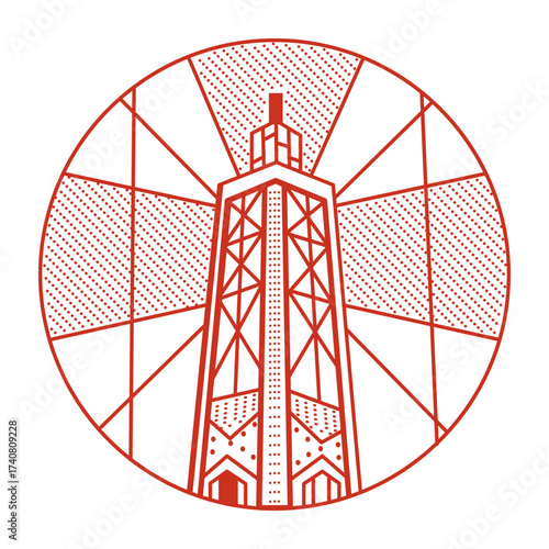 A linear style illustration representing freedom tower