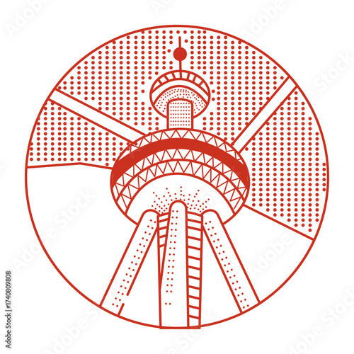 A line style illustration showing oriental pearl