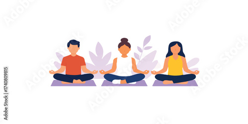 Yoga woman meditation vector illustration