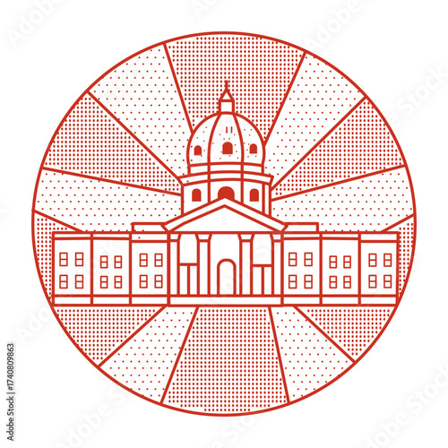 A linear style illustration representing legislative building
