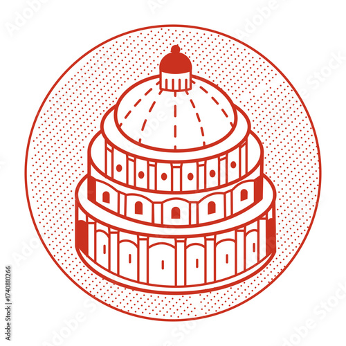 A line style illustration showing pisa baptistery