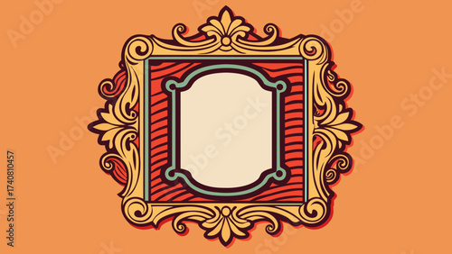 Vector art of vintage ornate frame with decorative elements, perfect for adding a touch of elegance and sophistication to your designs and creative projects
