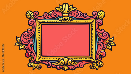 Vector art of ornate vintage frame with floral accents, perfect for adding a touch of elegance and sophistication to your designs and creative projects
