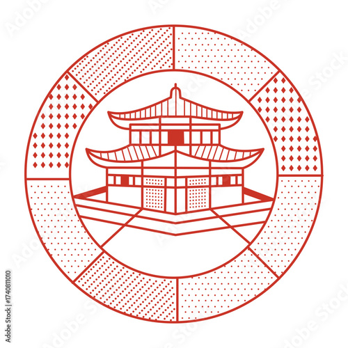 An outline style illustration depicting kinaku ji