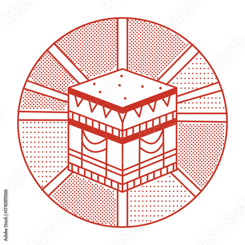 A line style illustration showing khana kaaba