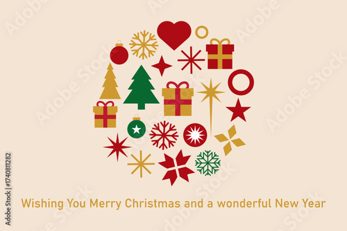 "Merry Christmas and Happy New Year Greeting Card – Festive Holiday Vector Design"