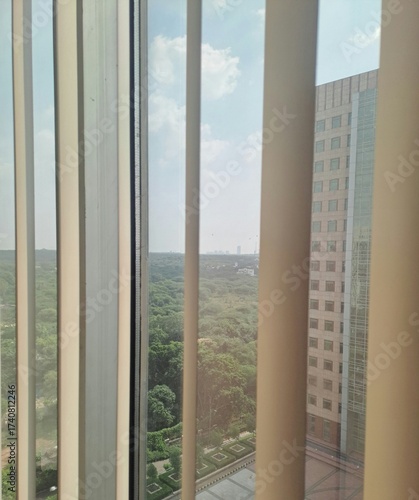 View of greenery  from the window of an office in Gurgaon, Haryana, India