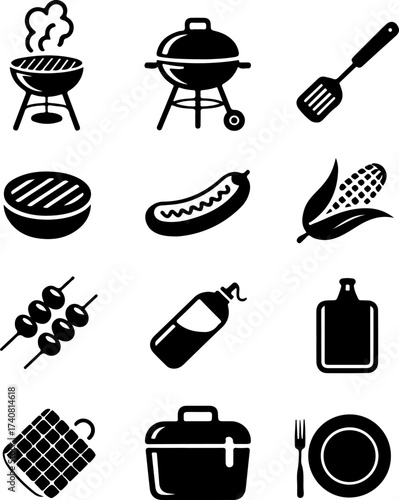 Set of barbecue and grilling icons, perfect for culinary and outdoor event themes