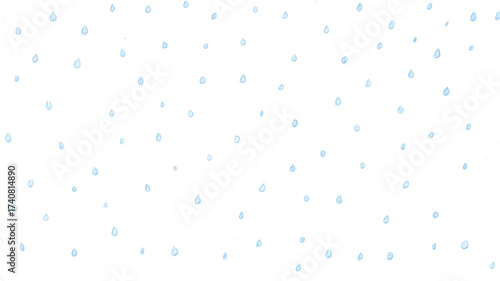 雨t194-0,Hand drawn blue water drop pattern on white background