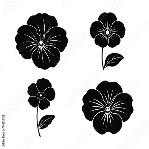 Pansy flower icons collection for garden and floral decoration