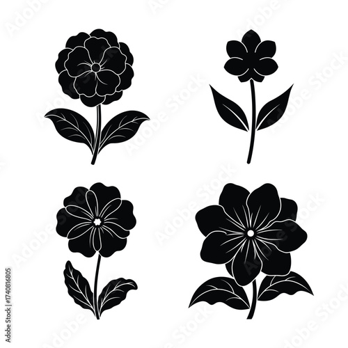 Primrose flower icons collection for botanical and floral design