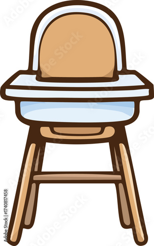 Baby High Chair Vector Nursery Illustration