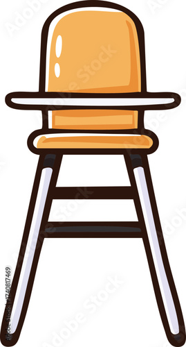 Baby High Chair Vector Nursery Illustration