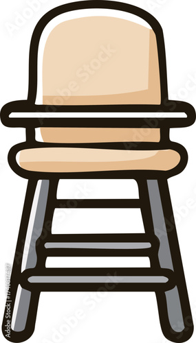 Baby High Chair Vector Nursery Illustration