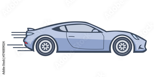 Sport car side view flat vector design. 