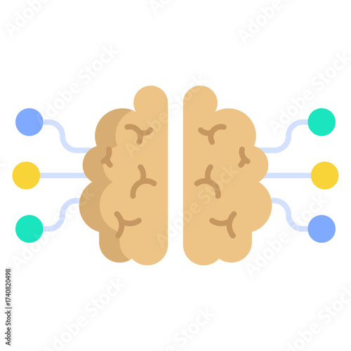 brain and technology flat icon design
