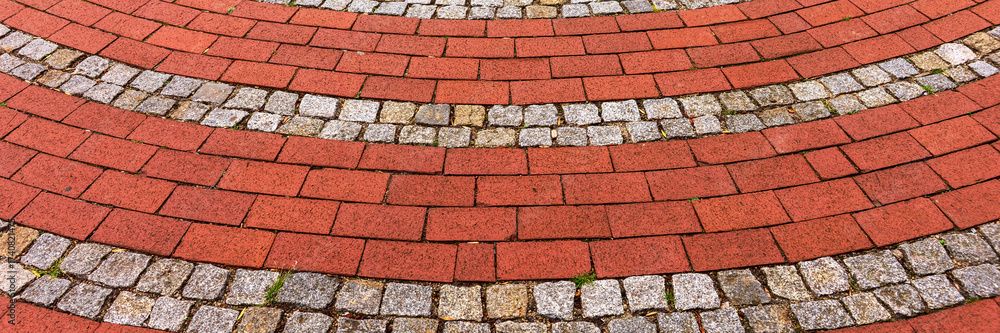 custom made wallpaper toronto digitalPanoramic image. Red cobblestones arranged in round