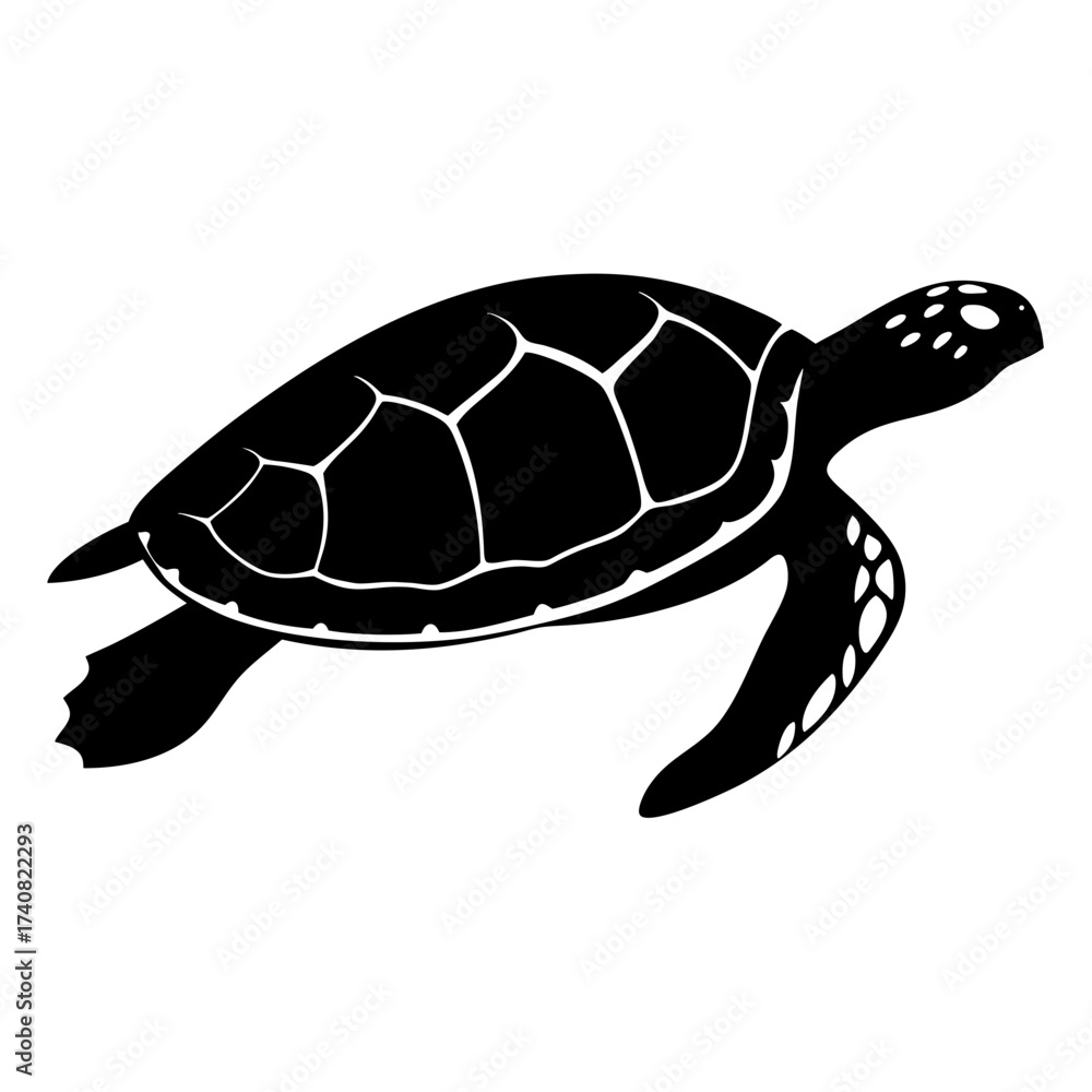 Fototapeta premium Sea Turtle Silhouette Gracefully Swimming in the Ocean Depths with Style
