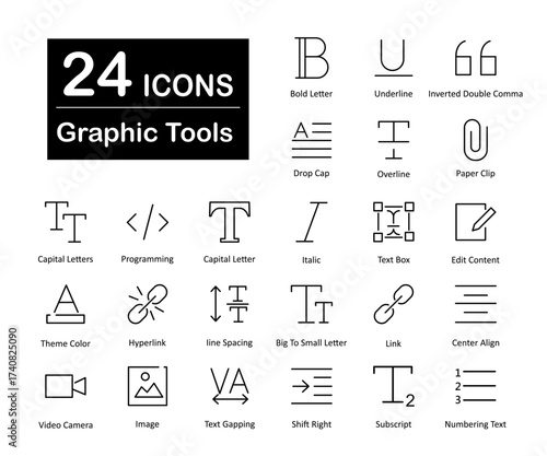 These are 24 beautiful small, pixel perfect graphic tools interface vector icons.