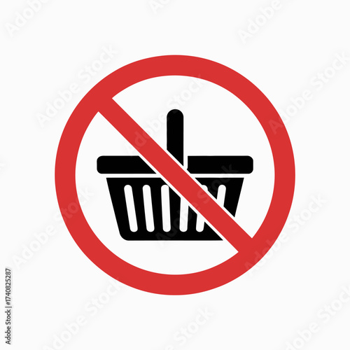 No Shopping Allowed Sign Red Circle Prohibited Symbol for Retail Restriction and E Commerce Prohibition