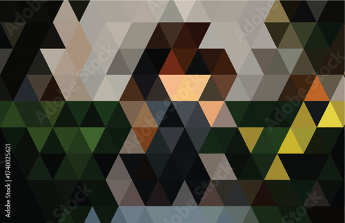 Abstract Geometric Mosaic of a Landscape Scene low poly