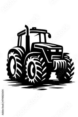 Tractor Black and White Illustration