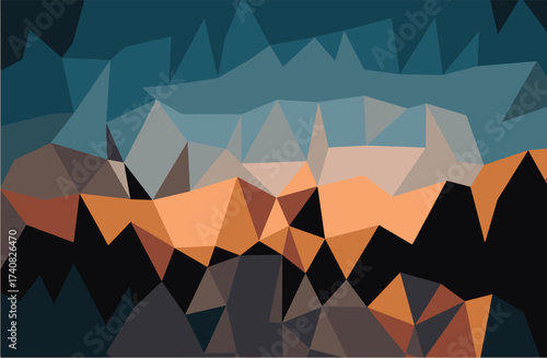 Geometric Abstract Mountain Landscape at Dusk nature
