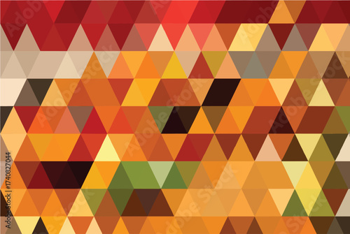 Vibrant Geometric Mosaic with Red Orange and Yellow Triangles