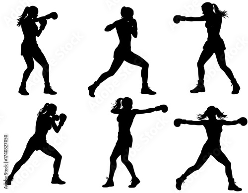 silhouette of a woman boxing