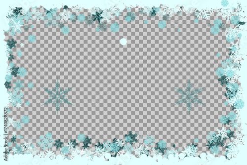 Festive snowflake border adorns a transparent backdrop, offering a wintry and cheerful seasonal aesthetic