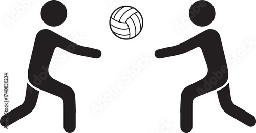 Icon of two athletes playing a game of volleyball