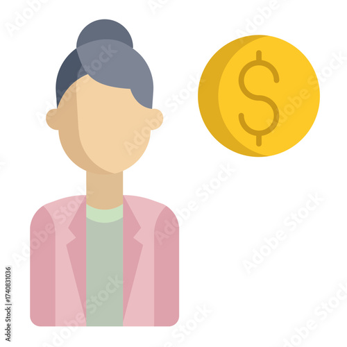 women nvestor flat icon design