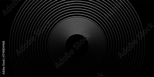 3D silver lines techno abstract background overlap layer on dark space with circles effect decoration. Modern graphic design element stripes style concept for web banner, flyer, card or brochure cover