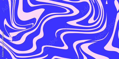 Blue Wavy Lines Abstract Background in Trendy Retro Psychedelic Style. Twisted, Swirled, and Distorted Vector Texture Pattern