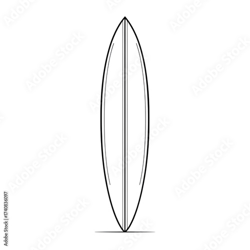 Surfboard Line Art isolated on transparent background
