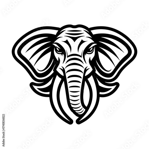 Set of Glyph Style Wild Elephant Icons 

