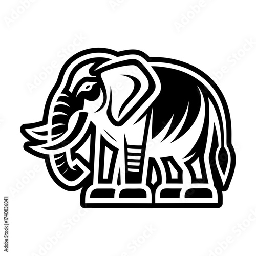 Set of Glyph Style Wild Elephant Icons 

