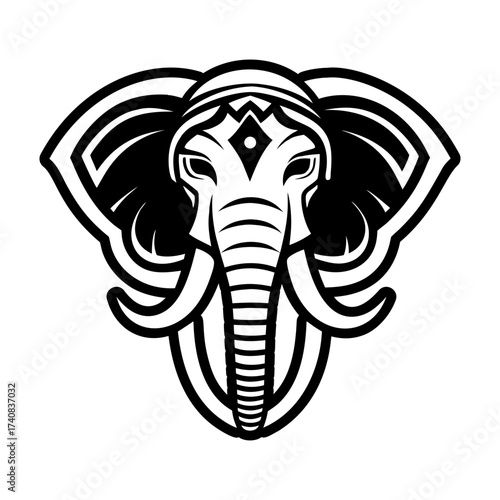Set of Glyph Style Wild Elephant Icons 

